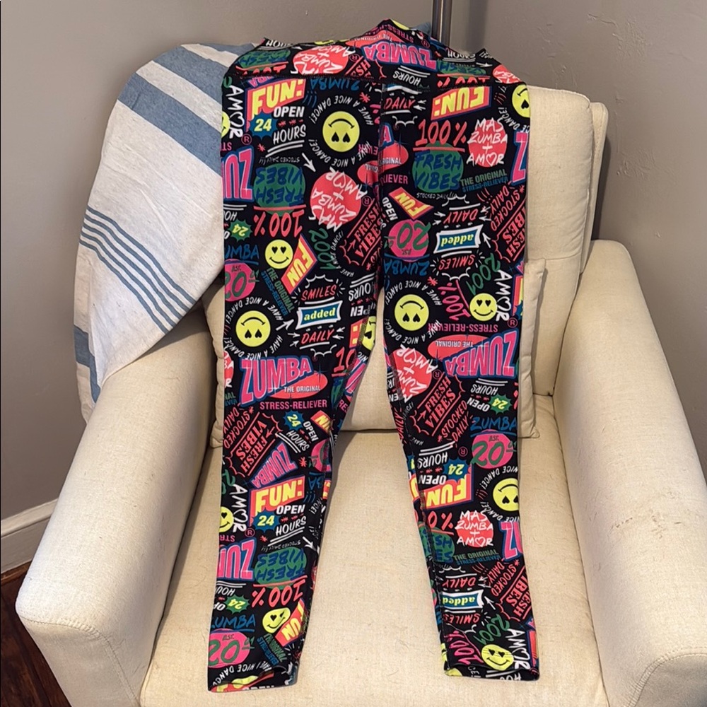 Zumba Fitness Black and Pink Leggings with Gaming Print